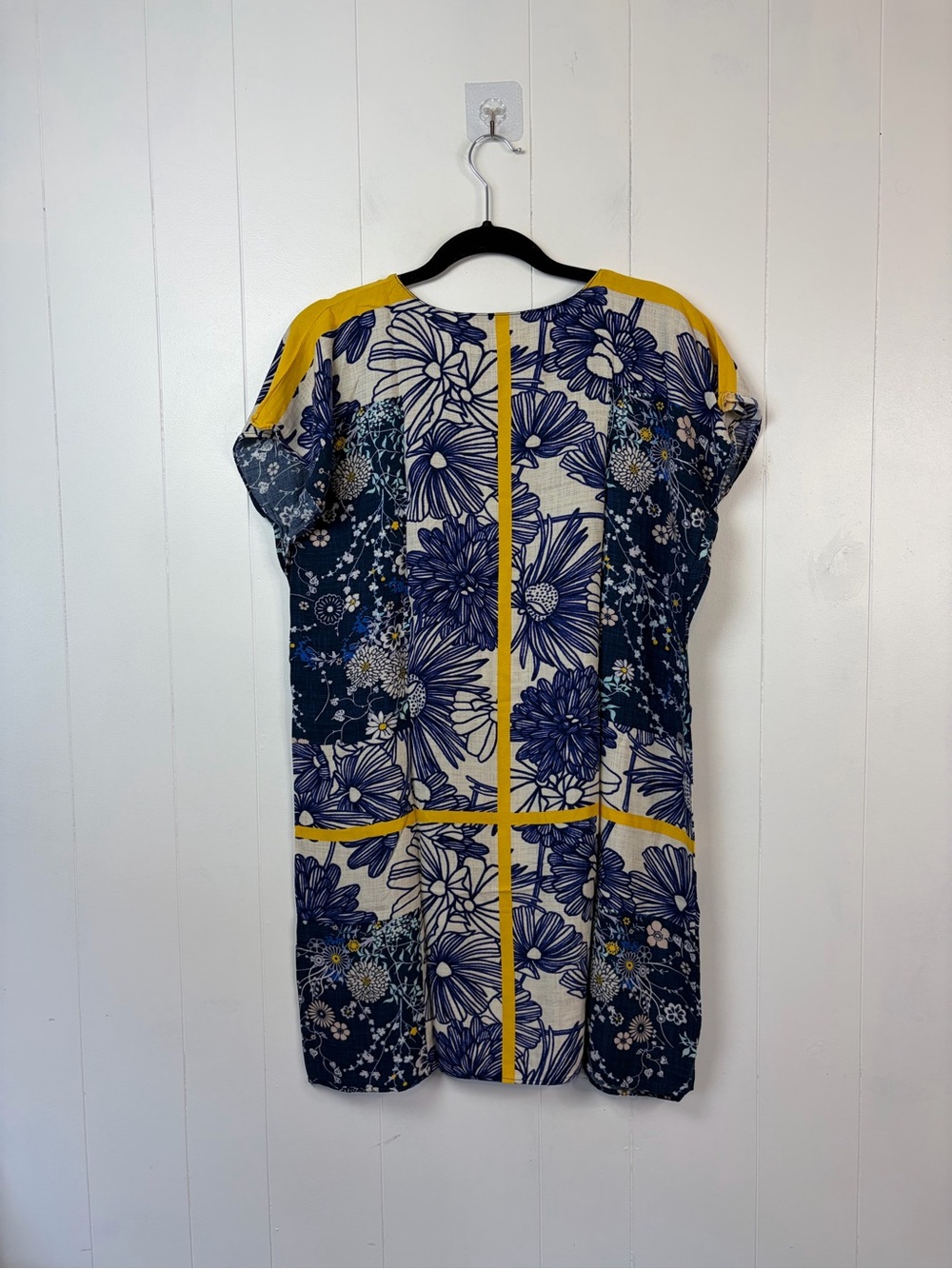 Zara Basic Blue Floral Loose Shift Dress Small Coastal Summer office Midi xs - Picture 3 of 9